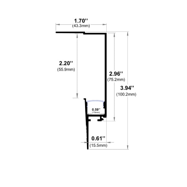 0.6" Cove Light Mud-In 94.5" LED Channel - Alberko