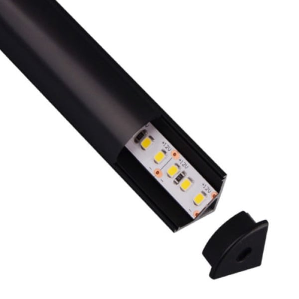 5/8" Black Lens Angled Full Cover Aluminum Channel - Richee Lighting