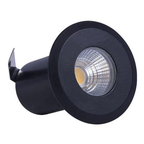Abba Lighting DM52 small round built-in LED well light black finish with detailed view