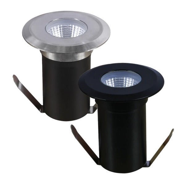 Abba Lighting DM52 small round built-in LED well light stainless steel black for weather protection