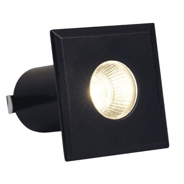 Abba Lighting DM52 small square built-in LED well light black lit for clear visibility