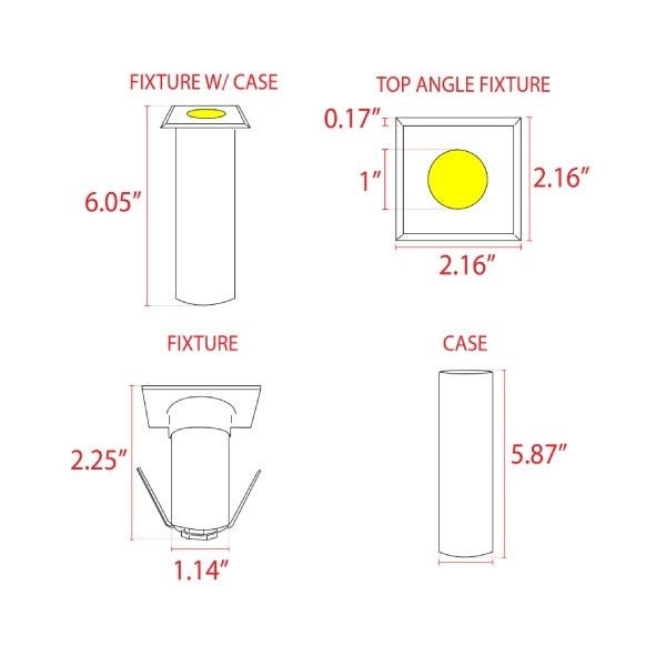 Abba Lighting DM52 small square built-in LED well light dimensions for precise fitting