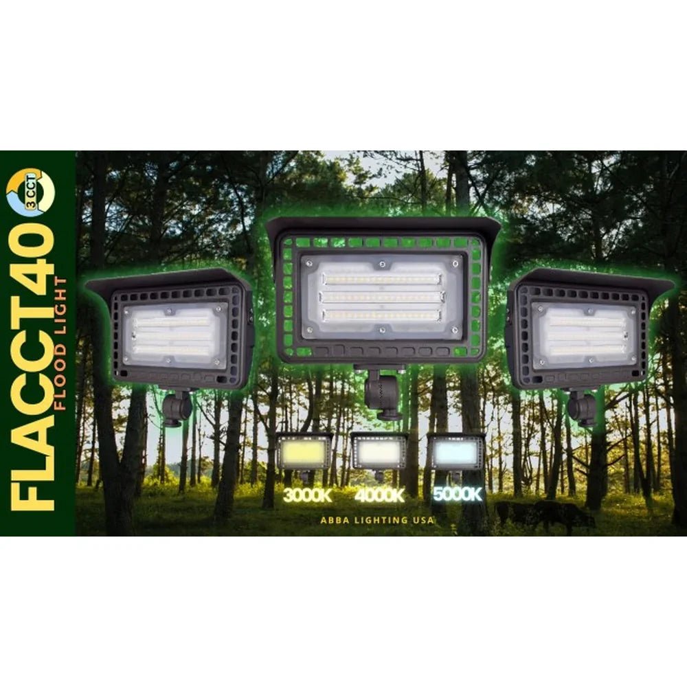 40W Integrated 3CCT Aluminum Flood Light Outdoor - Abba Lighting USA