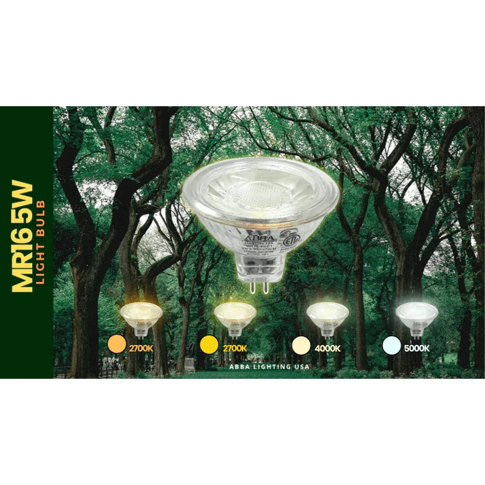 5W MR16 LED Bulb 38° IP65 Waterproof ETL Listed Outdoor - Abba Lighting USA
