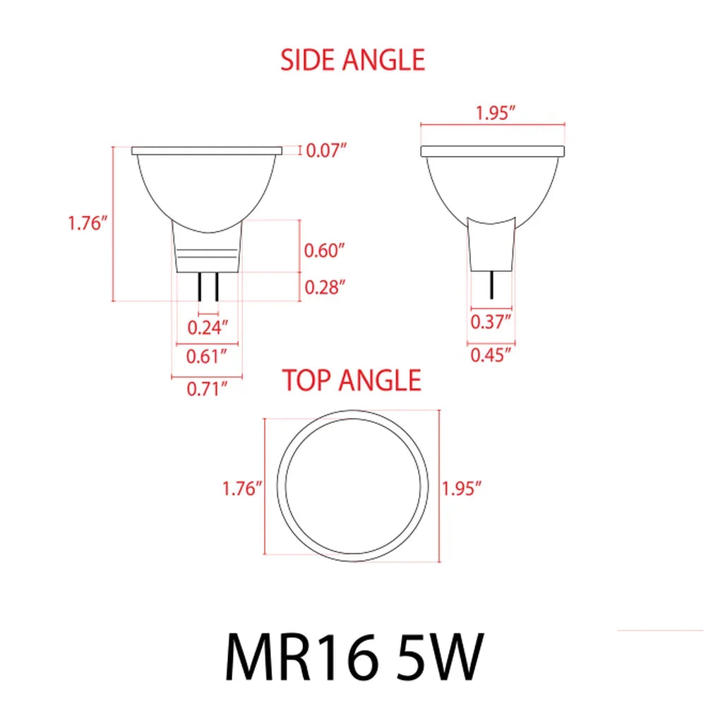 5W MR16 LED Bulb 38° IP65 Waterproof ETL Listed Outdoor - Abba Lighting USA