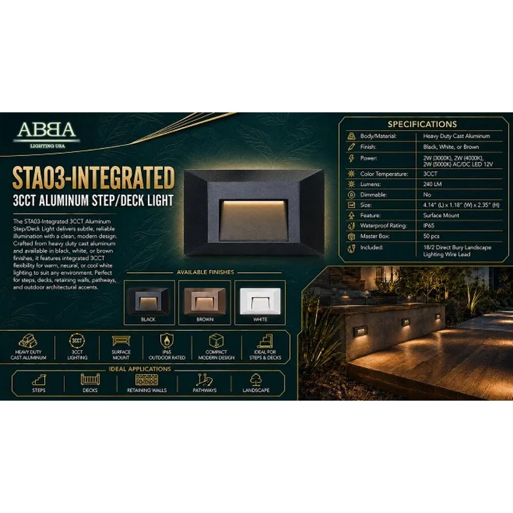 3CCT Aluminum Step/Deck Light Integrated LED Surface Mount - Abba Lighting USA