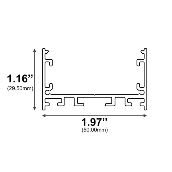 2" Deep Wide 10' Surface / Pendant Black LED Channel - Alberko