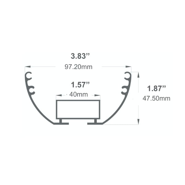 3-13/16" Wide Curved Lens 10' LED Channel - Alberko