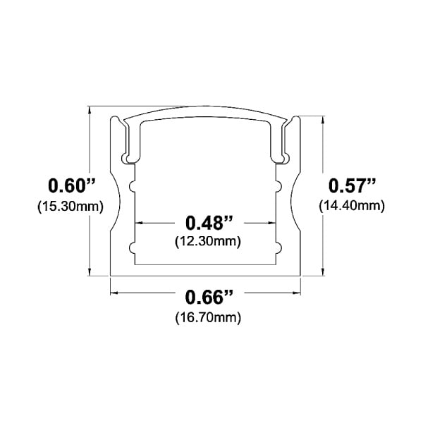 11/16" Deep Curved 8' Black LED Channel - Alberko