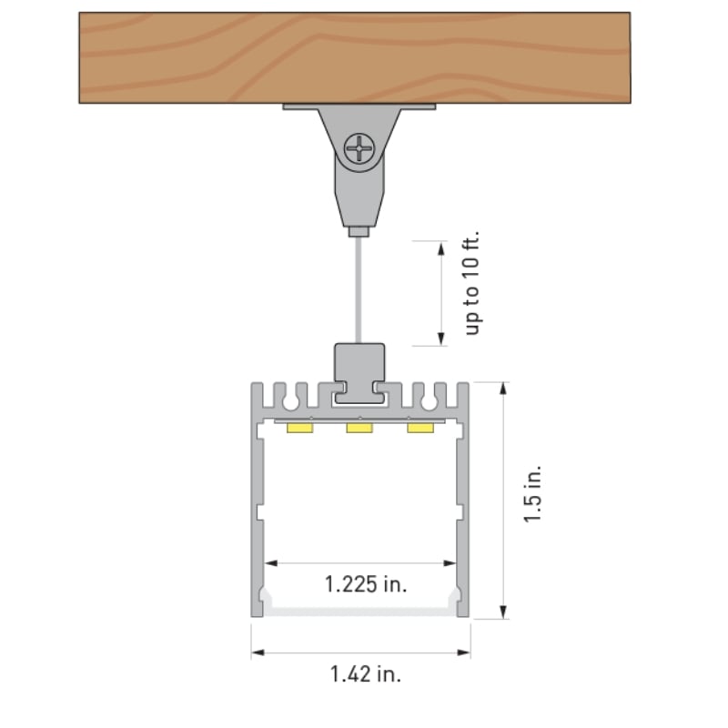 1.42" Suspan Pendant Aluminum Channel - Alloy LED