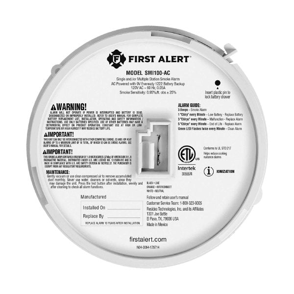 Hardwired Smoke Detector w/ Battery Back-up - BRK Electronics