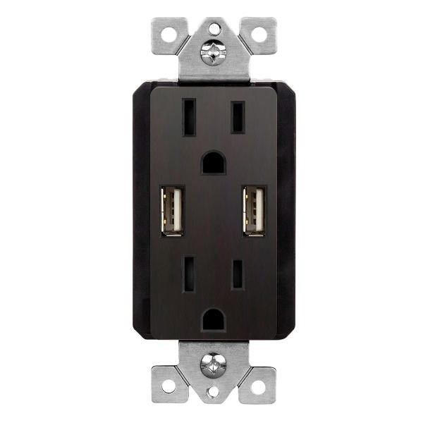 Standard Electrical Component in Black with USB Charging