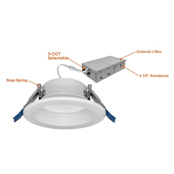 Smooth Finish 4-inch 5CCT Trimless Recess Light - env-4-inch-5cct-canless-smooth-recessed-down-light-features.jpg