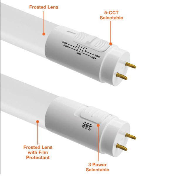 LED tube light fixture with specifications, env-4-multi-watt-tri-color-t8-tube-light-feature
