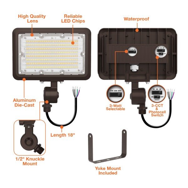 Envision LED Flood Light Multi-Watt Tri-Color for outdoor area and parking lot lighting