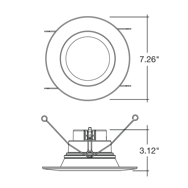 5-6 inch baffle smooth 5CCT LED recessed retrofit with dimensions for accurate fitting