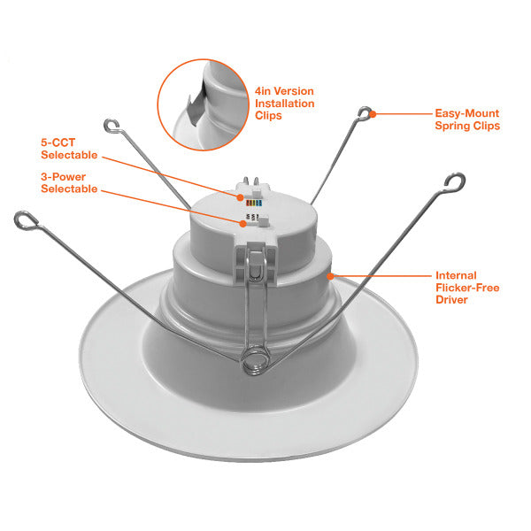 6" 10/14/18W 277V Smooth 5CCT Down Light - Envision LED