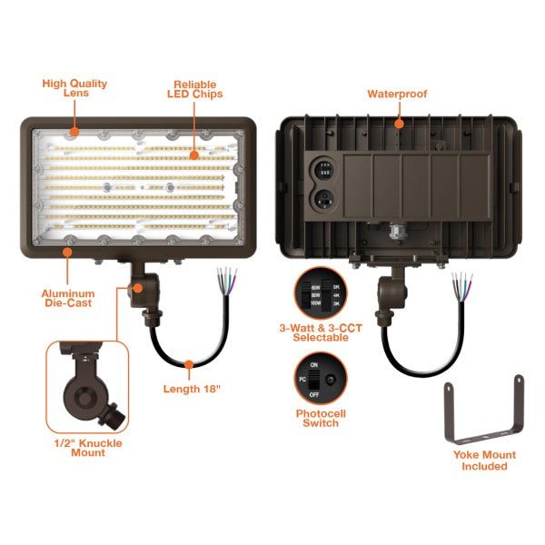 Envision LED Flood Light Multi-Watt Tri-Color for outdoor area and parking lot lighting