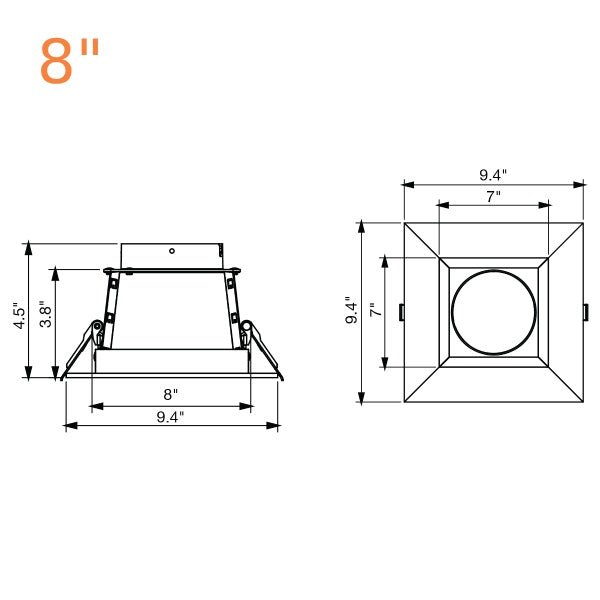 8-inch Commercial LED Light White - env-8-inch-square-commercial-white-trim-haze-reflector.jpg