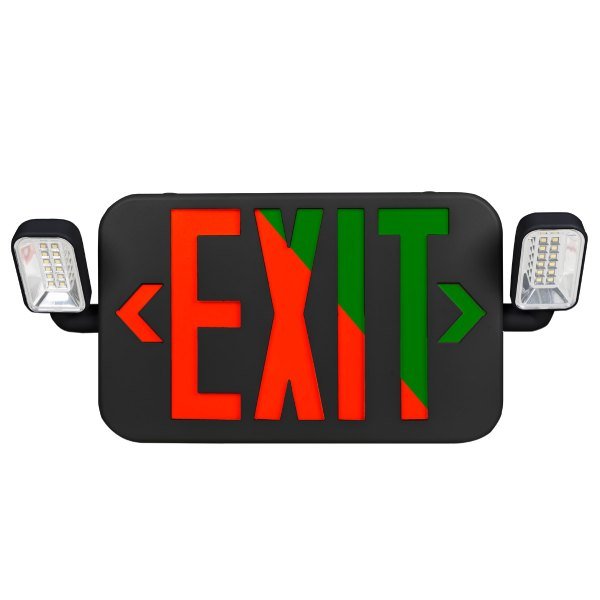 Bi-color combo exit sign with LED lighting
