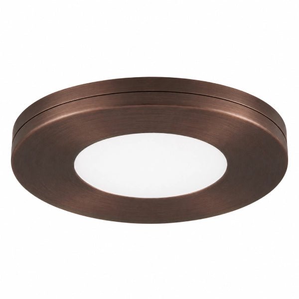 Copper slim under cabinet puck light offering decorative and practical illumination