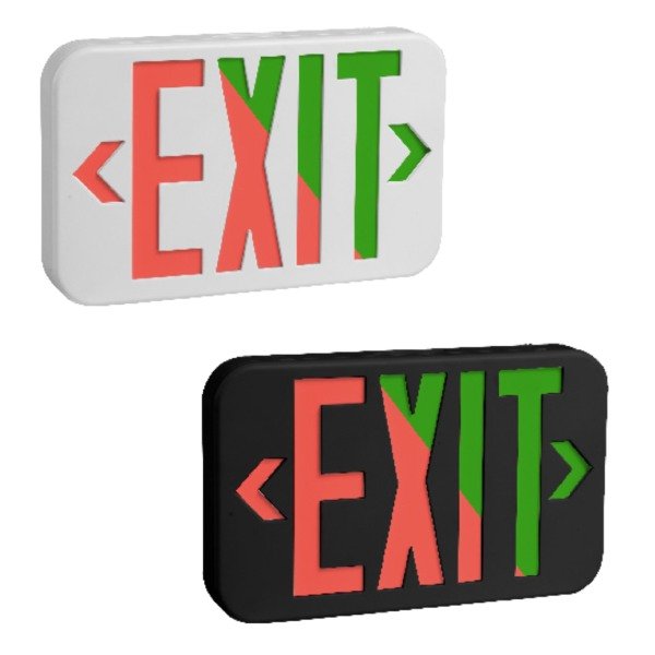 Multi-color emergency exit sign with red black and white