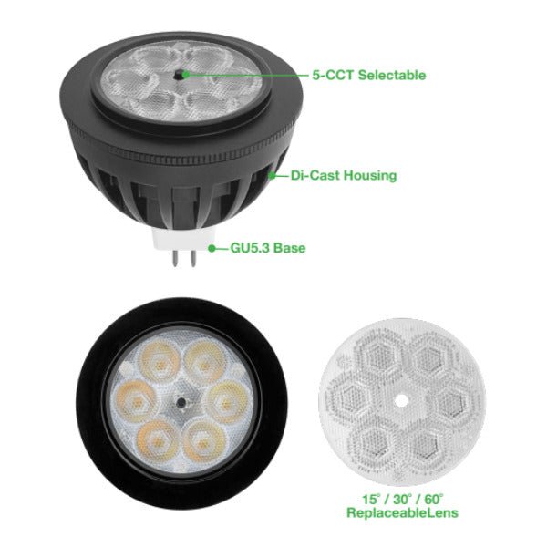 ENV MR16 5W LED bulb with wattage specification, env-mr16-5w-5cct-led-bulbs-features
