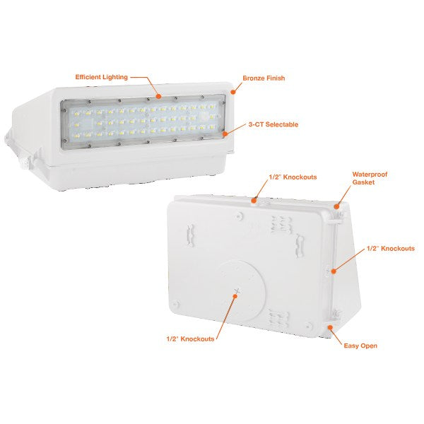 16/32/48/64/80W Tri-Color Cut Off Wall Pack w/ Photocell - Envision LED