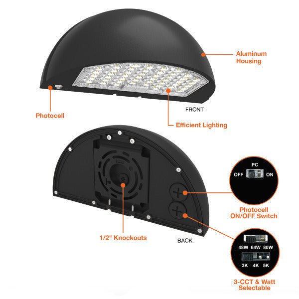 Envision LED Wall Pack Circular Design for exterior building mounting
