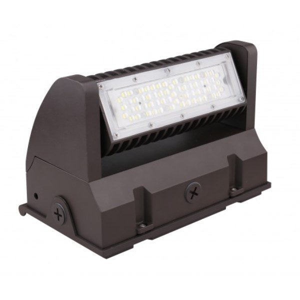 Adjustable 25W tri-color wall pack LED light with versatile spectrum options