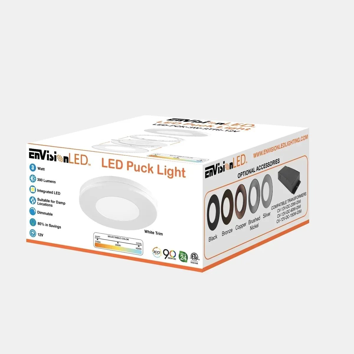 3W Undercabinet 3CCT Slim Magnetic Puck Light 12V - Envision LED