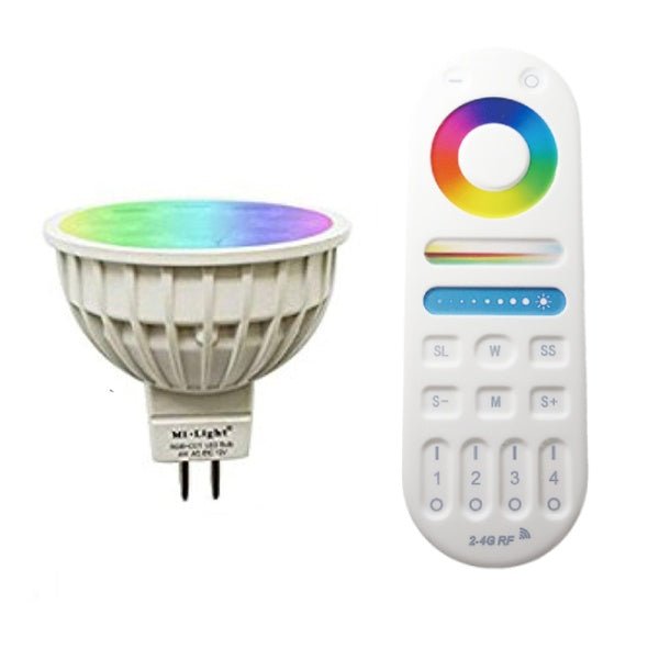 MR16 RGB-CCT color changing LED bulb with specifications, mr16-rgb-cct-mi-light-remote