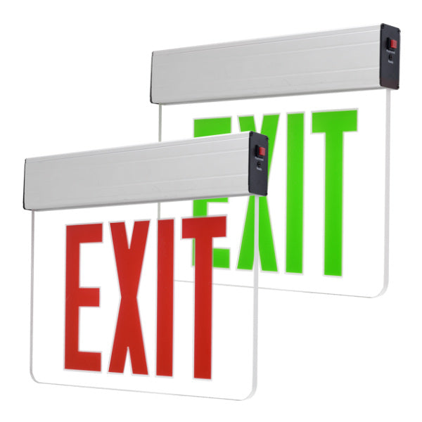 Single Face Clear Glass LED Exit Sign w/ Battery Back up - Portor Lighting
