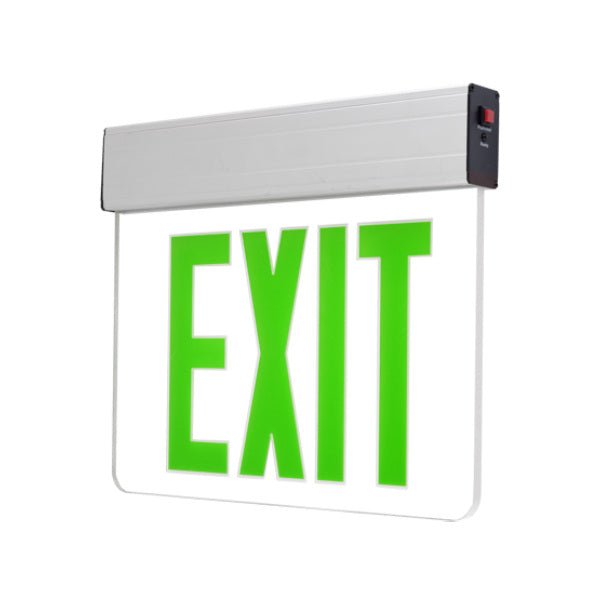 Green face emergency exit sign with clear visibility