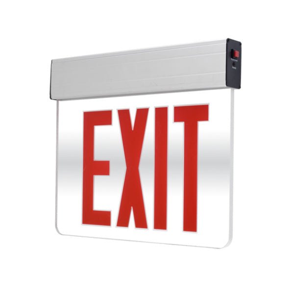 Red mirror face emergency exit sign for reflection