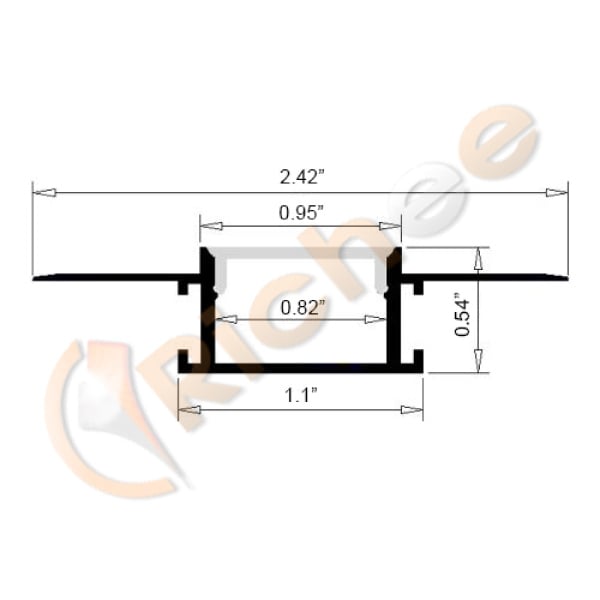 1" Black Lens Mud-in Trimless 8' LED Channel - Richee Lighting