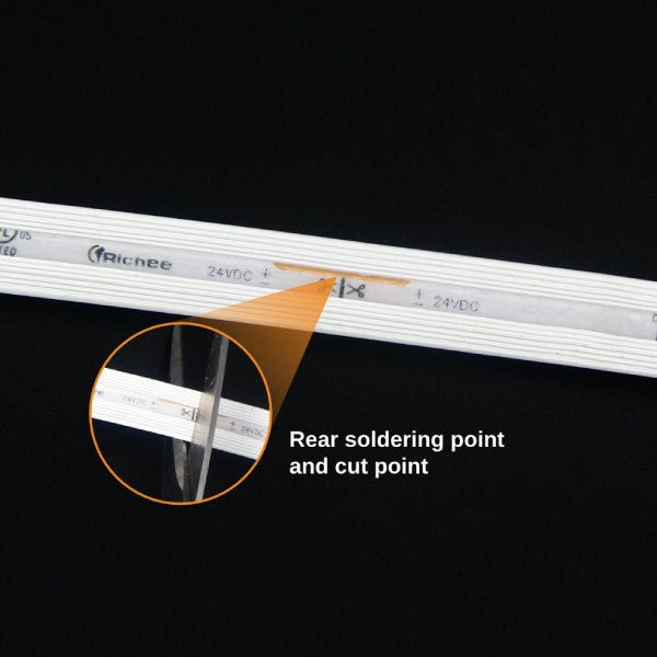 High output 4.8W neon LED strip cut point with emergency lighting capabilities for applications and systems