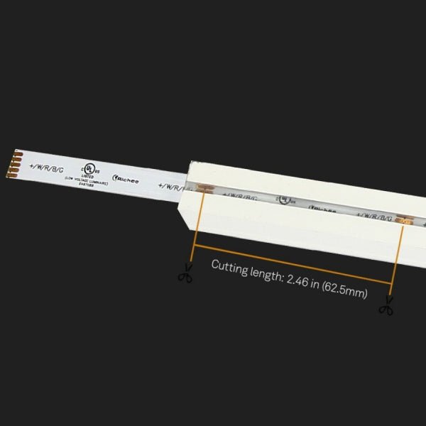 Cut neon square RGBW LED strip with emergency lighting specifications for signage and systems