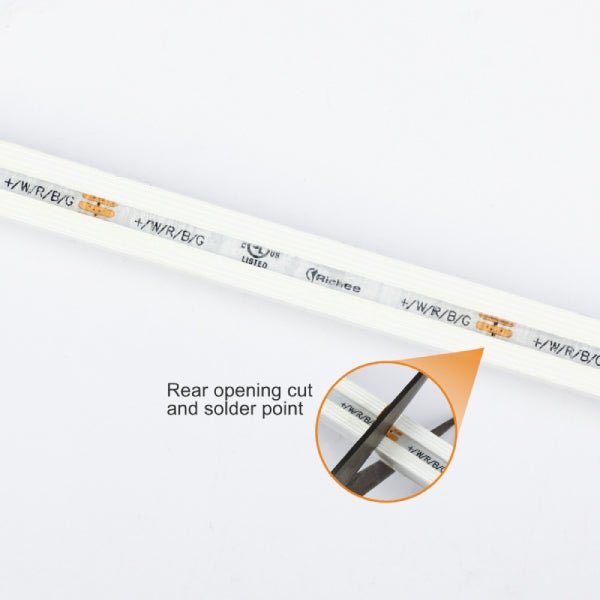 Rear cut point neon RGBW LED strip with emergency lighting specifications for applications and systems