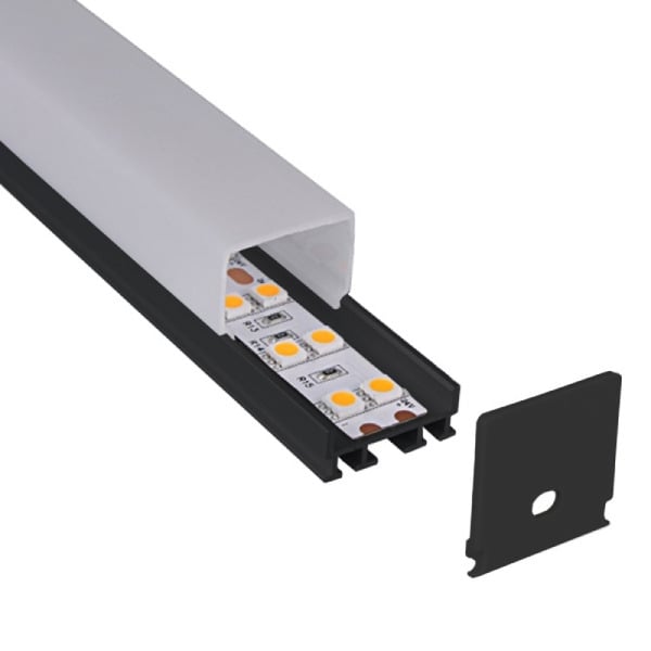 1" Black Milky Square Top Aluminum Channel - Richee Lighting