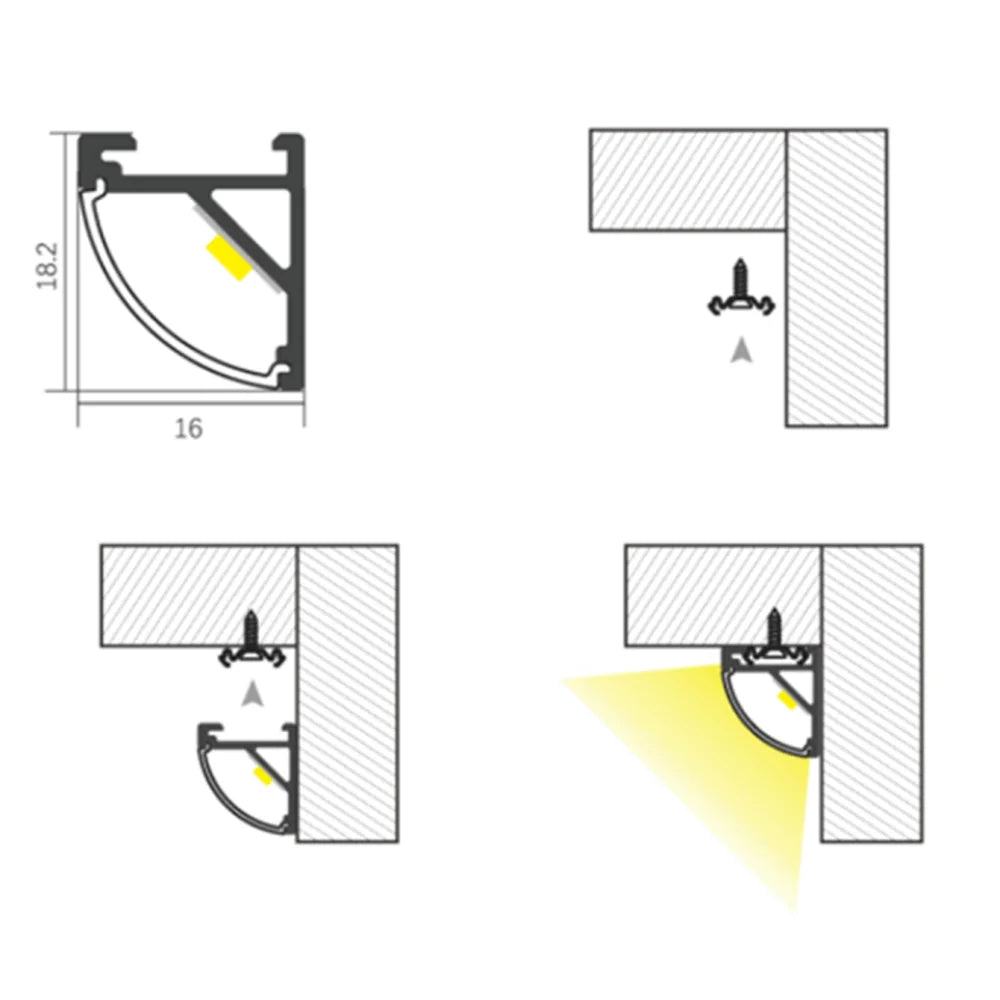 5/8" Milky Corner Aluminum Channel - Abba Lighting USA
