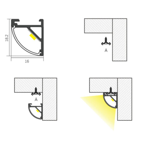 5/8" Milky Corner Aluminum Channel - Abba Lighting USA