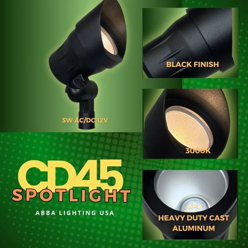 Heavy Duty Aluminum Spot Light 5W 3000K Outdoor - Abba Lighting USA