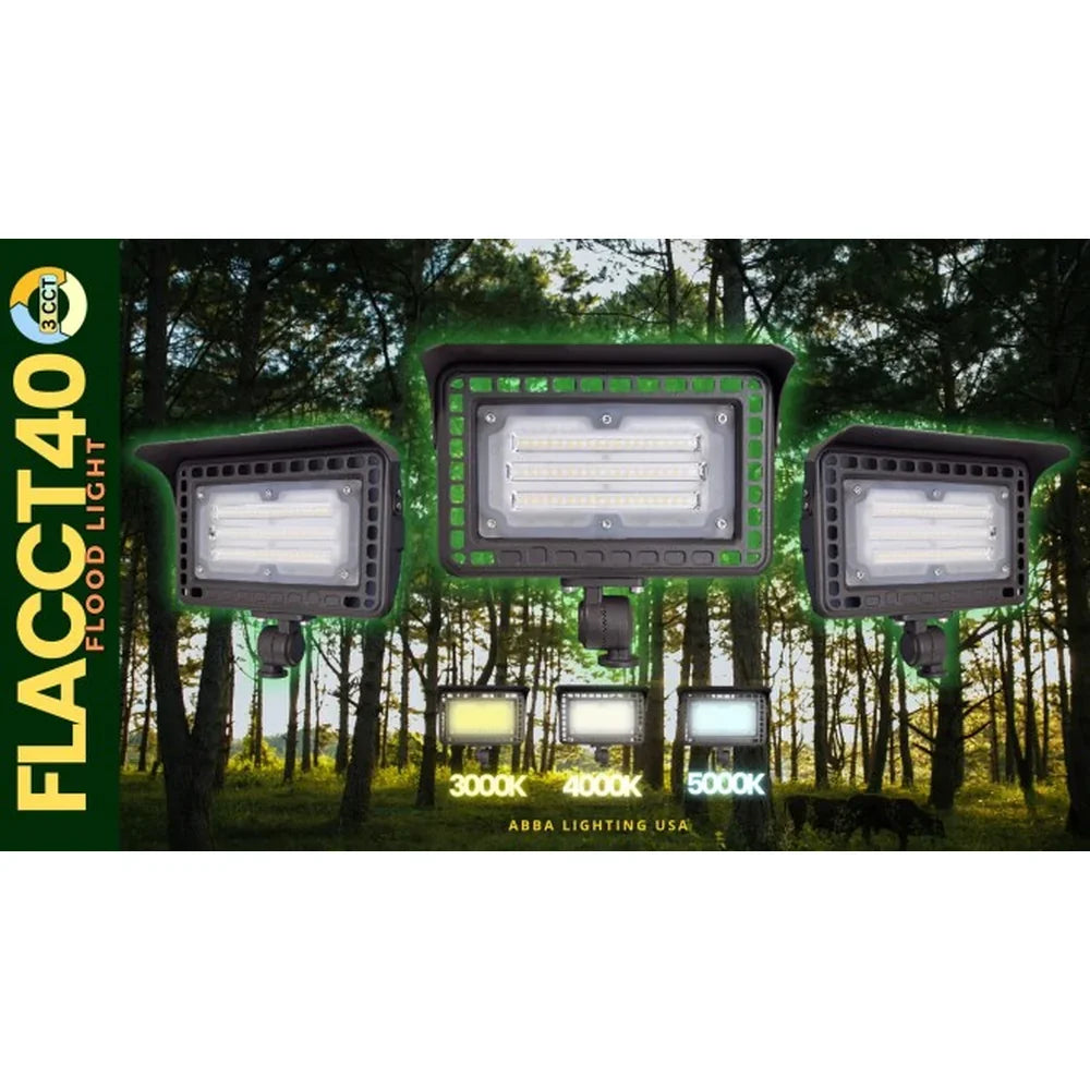 40W Integrated 3CCT Aluminum Flood Light Outdoor - Abba Lighting USA