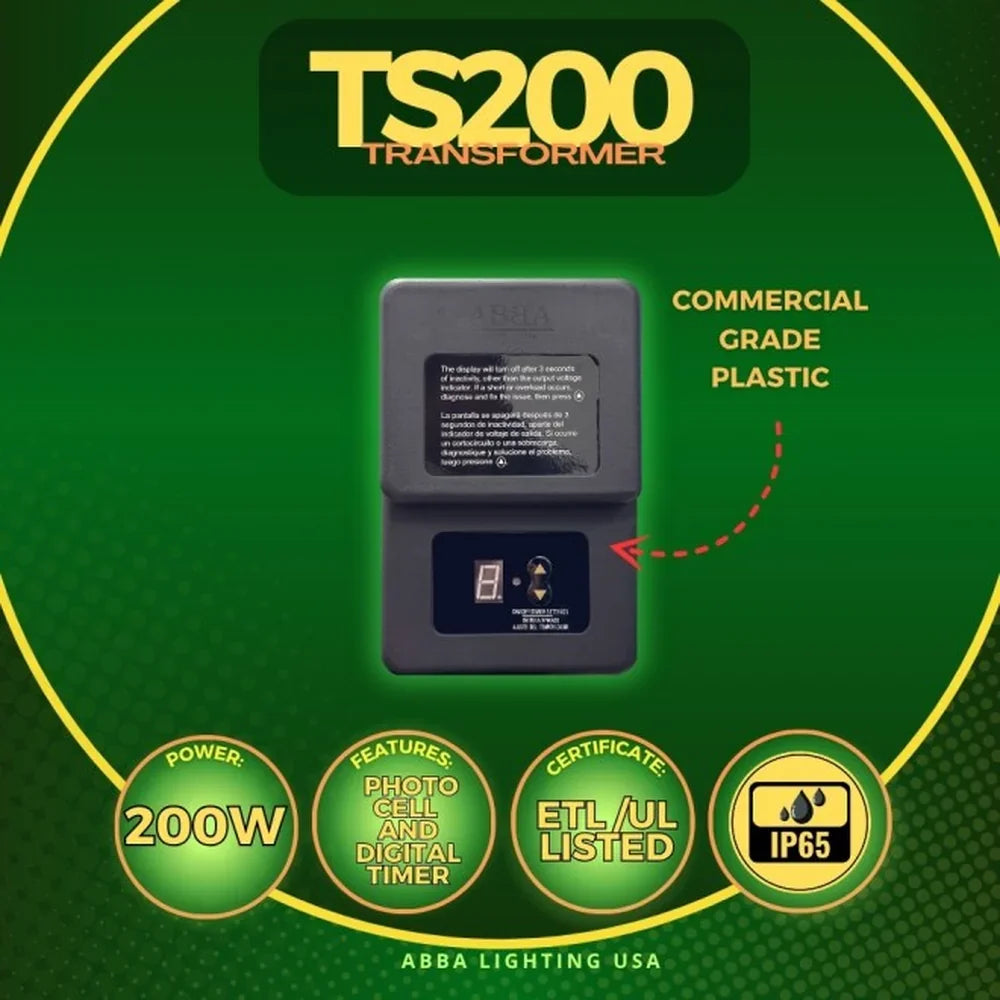 200W Digital Plastic Transformer Outdoor - Abba Lighting USA