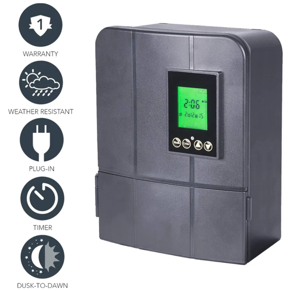 300W Digital Plastic Transformer with Photo Cell & Timer - Abba Lighting USA