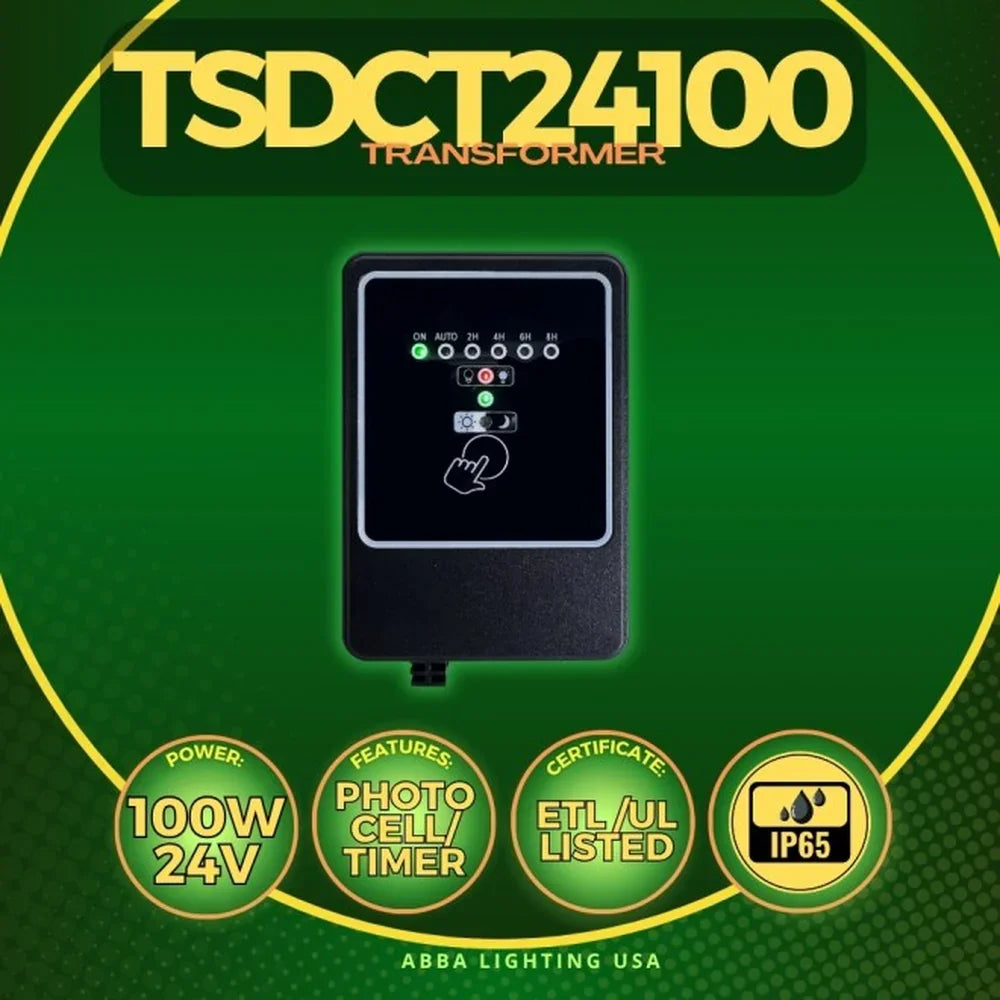 24V 100W Waterproof LED Transformer with Timer and Photo - Abba Lighting USA