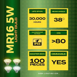5W MR16 LED Bulb 38° IP65 Waterproof ETL Listed Outdoor - Abba Lighting USA