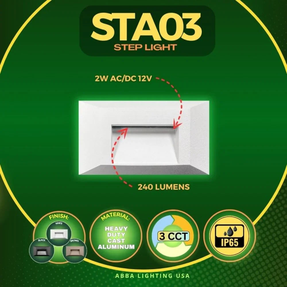 3CCT Aluminum Step/Deck Light Integrated LED Surface Mount, - Abba Lighting USA