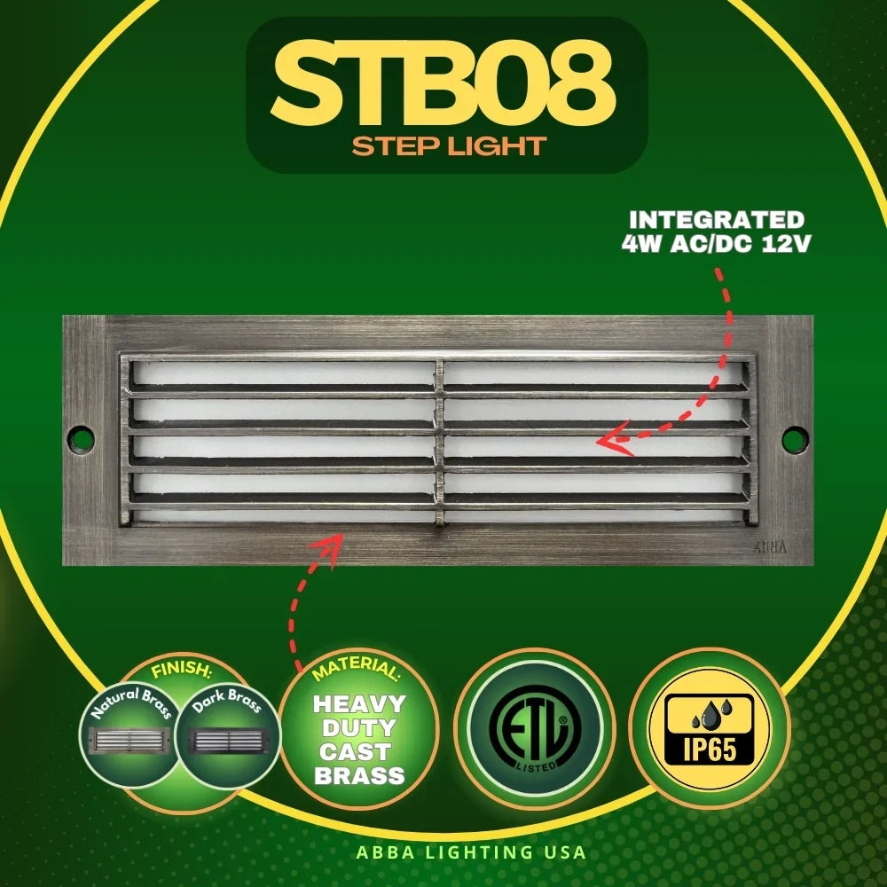 Brass Step Light 4W LED 3000K Outdoor Deck - ABBA Lighting USA